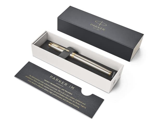 Parker IM, Stiftpenna, Svart, Guld, Grå, Svart, mässing, Metall, Guld, Lack, Fin
