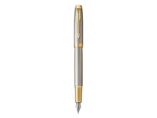 Parker IM, Guld, Silver, Påfyllning med bläckpatronssystem, Blå, Gjuten aluminium, mässing, Metall, Rund spets, Rostfritt stål