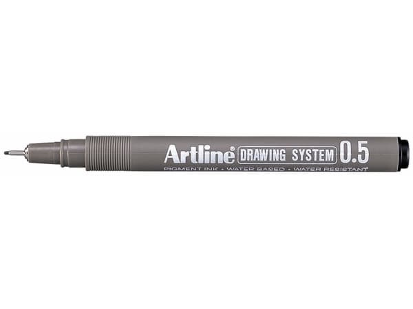 Artline EK-235, Svart, Svart, Grå, Metallisk, Rund, Vattenbaserat bläck, Rostfritt stål, 0,5 mm
