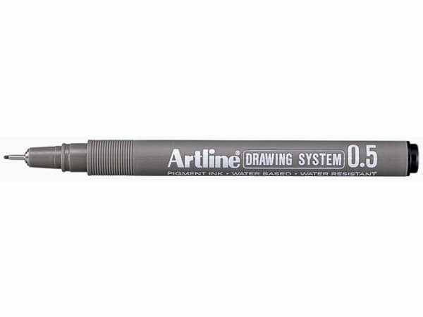 Artline EK-235, Svart, Svart, Grå, Metallisk, Rund, Vattenbaserat bläck, Rostfritt stål, 0,5 mm