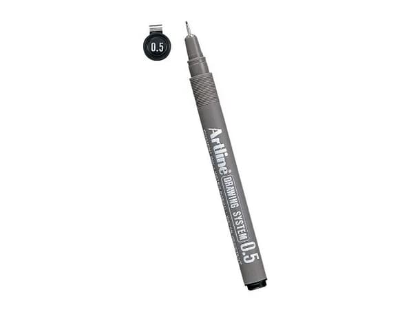Artline EK-235, Svart, Svart, Grå, Metallisk, Rund, Vattenbaserat bläck, Rostfritt stål, 0,5 mm