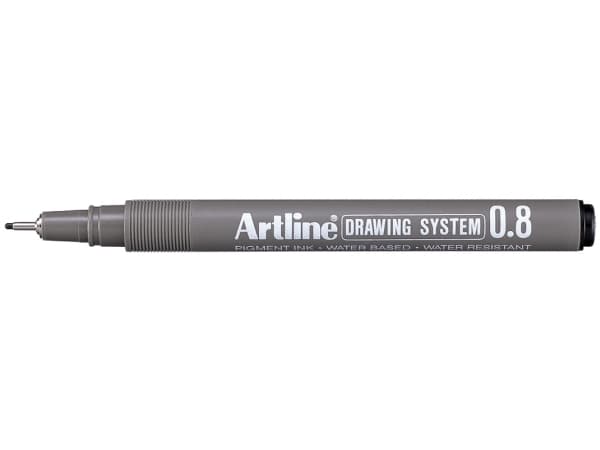 Artline Drawing System 0.8, Svart, Svart, 1 styck