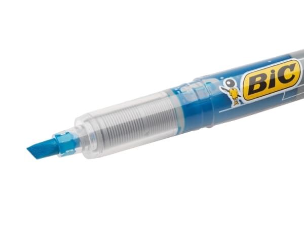 BIC brite liner Grip - Överstrykningspenna - fluorescerande blå - vattenbaserat bläck - 1.6-3.4 mm - fin (paket om 12)