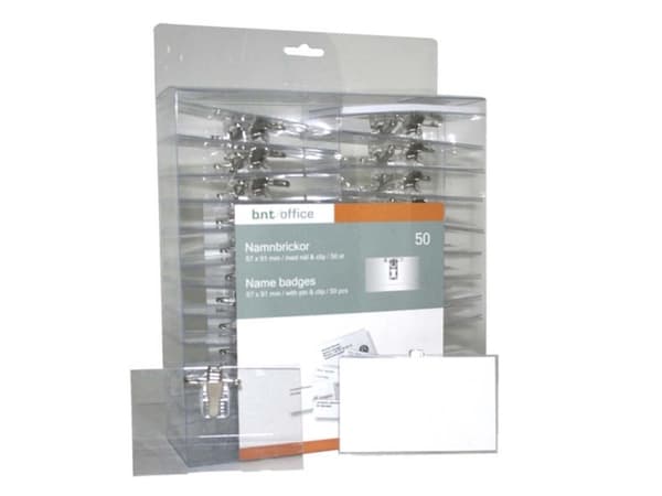 Kongressitarrat 57x91mm ja klipsi & hakaneula sis. insertin - (50 kpl)