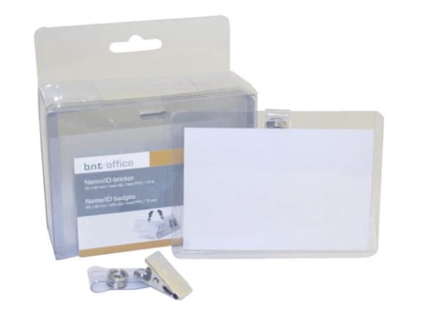 Navneskilte t/ID 60x90mm hård plast liggende format - (10 stk.)