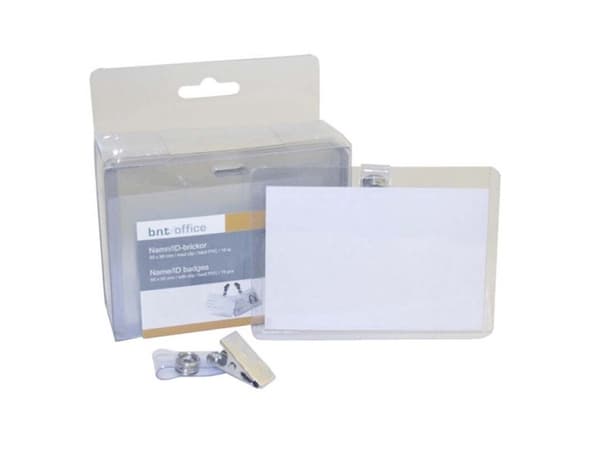 Navneskilte t/ID 60x90mm hård plast liggende format - (10 stk.)