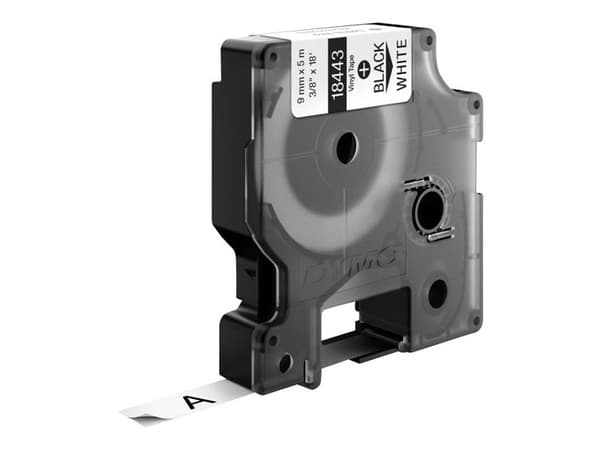 DYMO IND - Vinyl - lim - svart på vitt - Rulle (0,9 cm x 5 m) 1 kassett(er) etiketttejp - för LabelMANAGER 210, 280, 360, 420, PnP; Rhino 4200, 5200;