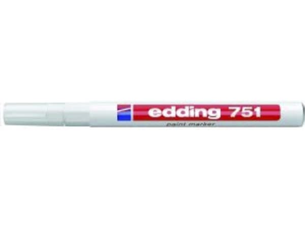 Paintmarker Edding® 751 permanent hvid rund spids 1-2 mm - (10 stk.)