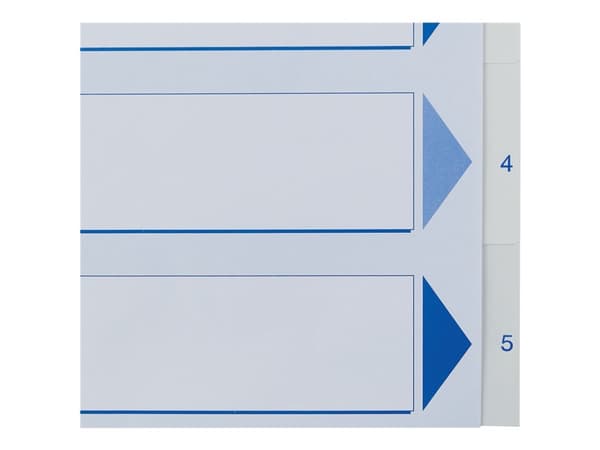 Esselte 100132, Numeroitu välilehtihakemisto, Polypropeeni (PP), Sininen, Valkoinen, Muotokuva, A4, 0.12 mm