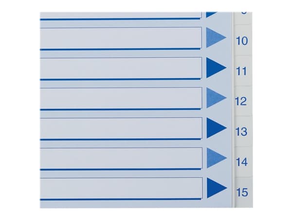 Esselte 100137, Numeroitu välilehtihakemisto, Polypropeeni (PP), Sininen, Valkoinen, Muotokuva, A4, 0.12 mm