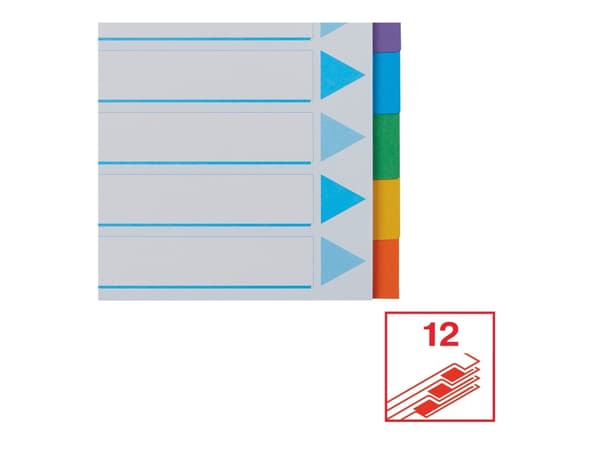 Esselte Multi-coloured Cardboard Dividers, A4, 225 mm, 297 mm, 3 mm, 140,00 g, 10 kpl