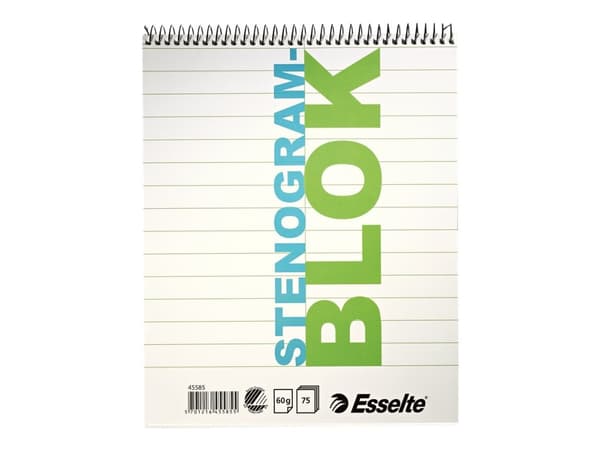 Esselte - Stenografiblokk - spiralbundet - 165 x 205 mm - 75 ark - hvit - linjert