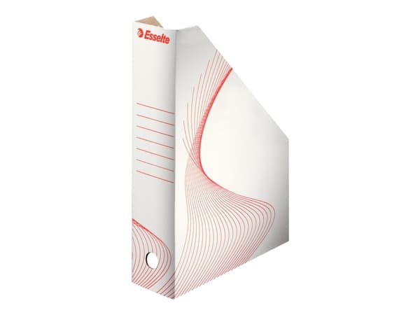 Tidsskriftkassette A4 pap Esselte hvid m/rødt tryk 305x230mm - (25 stk.)