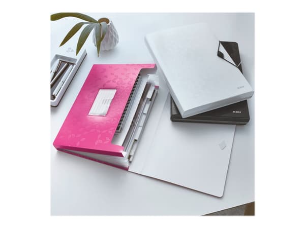 Leitz WOW - Dokumentmappe - kan utvides - 6 rom - 6 deler - for A4 (210 x 297 mm) - med fliker - metallisk rosa