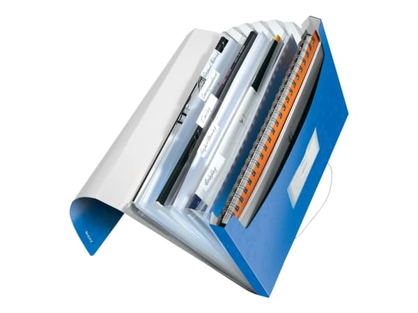 Leitz WOW - Dokumentmappe - kan utvides - 6 rom - 6 deler - for A4 (210 x 297 mm) - med fliker - metallic blå