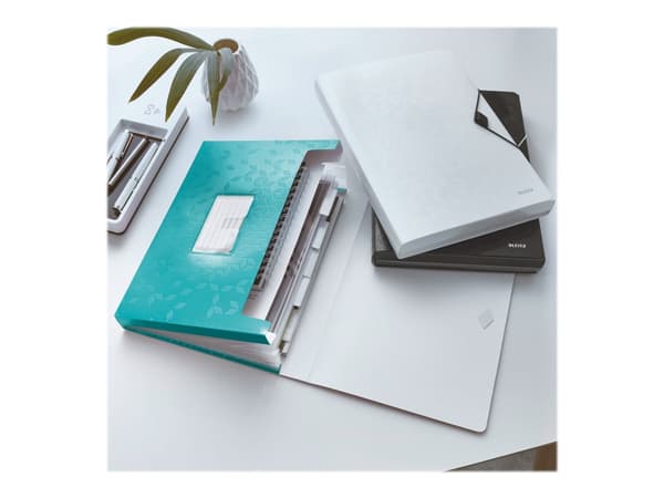 Leitz WOW - Dokumentmappe - kan utvides - 6 rom - 6 deler - for A4 (210 x 297 mm) - med fliker - turkismetallisk