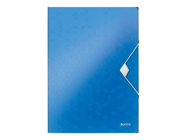 Leitz WOW - 3-flikhållare - ryggbredd: 15 mm - för A4 (210 x 297 mm) - kapacitet: 150 ark - metallic-blå
