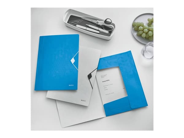 Leitz WOW - 3-flikhållare - ryggbredd: 15 mm - för A4 (210 x 297 mm) - kapacitet: 150 ark - metallic-blå