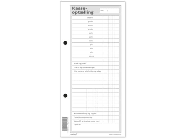 Kasseblok 100bl 100x210mm 92 2200 90 - (10 stk.)