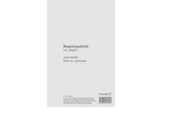 Regningsblok 126x200 mm med afgift - 2x50 blade - (10 stk.)
