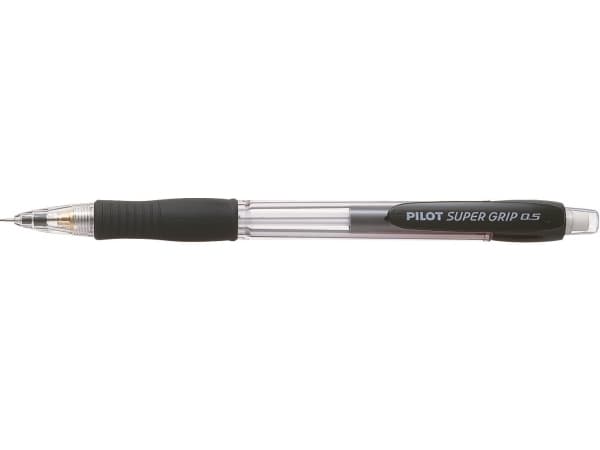 Pilot Super Grip, Svart, Plast, Gummi, Svart, Rund, Metall, Plast