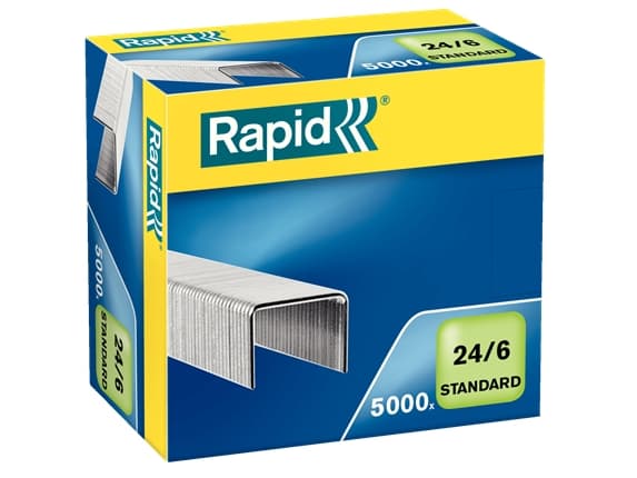 Rapid Standard - Klamrar - 24/6 - 6 mm - galvaniserat stål - paket med 5000 - för Classic K2; Fashion Baby-Ray, F18, F30, Ultimate NXT, Ultimate NXT