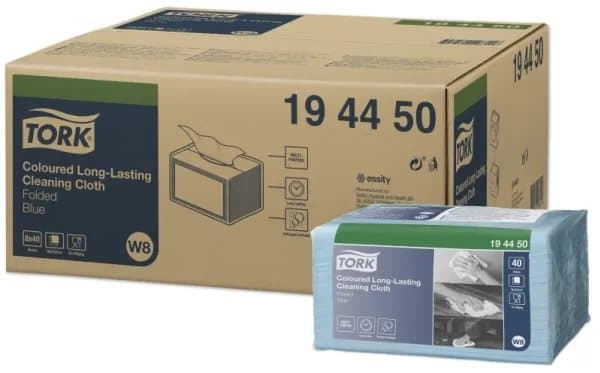 Aftørringsklud Tork W8 Premium Small Pack 30x38 cm blå - (8 pakker x 40 stk.)