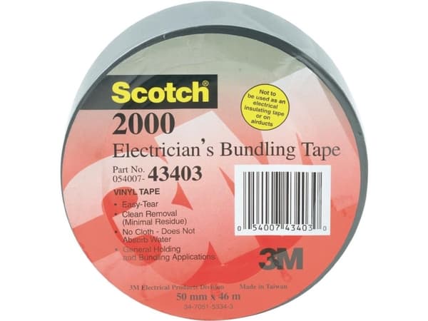 3M 2000 Cinta Americana, Grå, PVC, 46 m, 50 mm, 0,15 mm