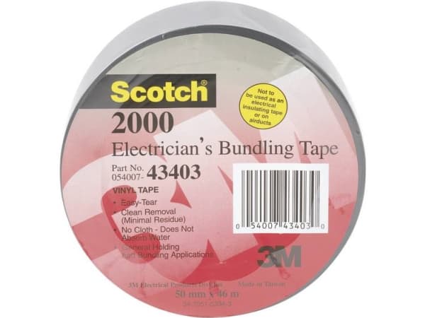 3M 2000 Cinta Americana, Grå, PVC, 46 m, 50 mm, 0,15 mm