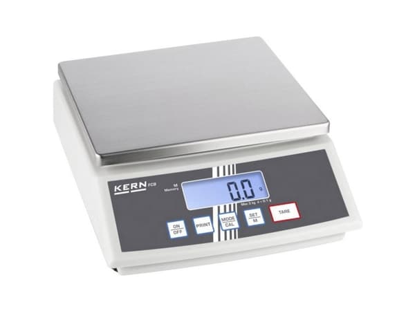 Kern FCB 8K0.1 Bordvægt Vejeområde 8 kg Aflæsningsnøjagtighed 0.1 g via strømdrift, Batteridrevet, Batteridrevet Sølv