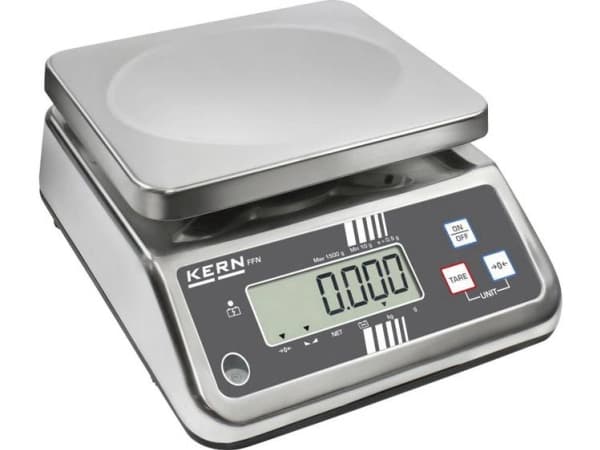 Kern FFN 25K10IPM Bordvægt Vejeområde 25 kg Aflæsningsnøjagtighed 10 g via strømdrift, Batteridrevet Sølv
