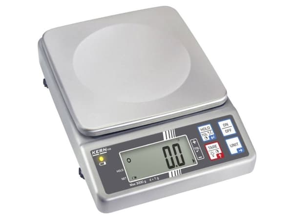 Kern FOB 3K1 Brevvægt Vejeområde 3 kg Aflæsningsnøjagtighed 1 g via strømdrift, Batteridrevet Sølv