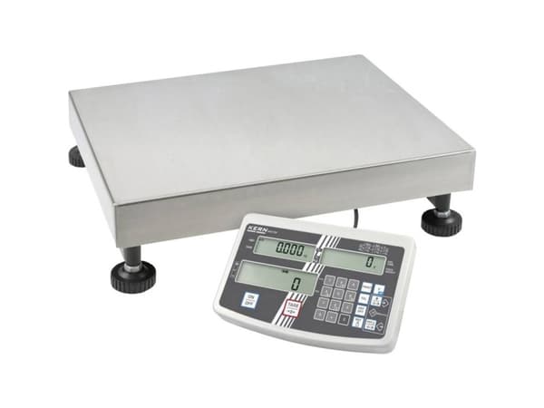 Kern Laskentapaino Punnitusalue 60 kg Lukemistarkkuus 0,5 g, 1 g virtalähteen kautta, paristokäyttöinen Hopea