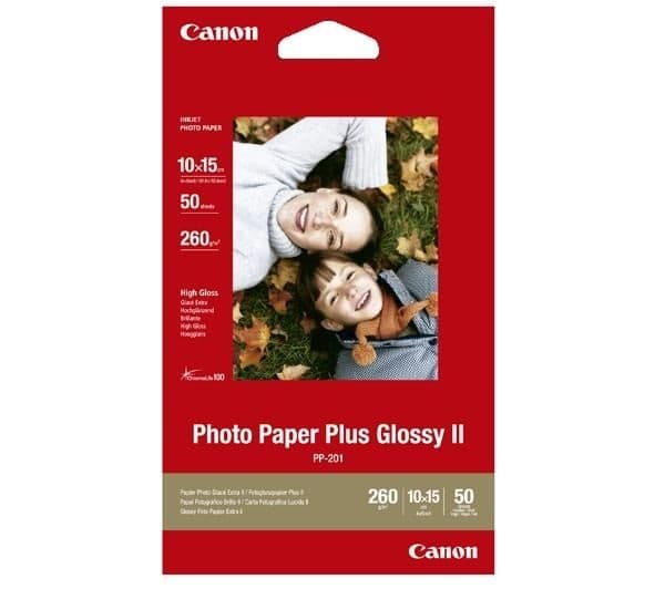 Canon Photo Paper Plus Glossy II PP-201 - Blank - 100 x 150 mm - 260 g/m² - 50 ark fotopapir - for PIXMA iP2600, iP2700, iX7000, MG2555, MG8250, mini