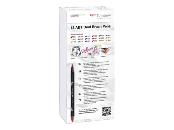 Marker Tombow ABT Dual Brush 18P-1 primærfarver (18 stk.)