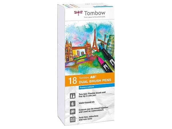 Marker Tombow ABT Dual Brush 18P-1 primærfarver (18 stk.)