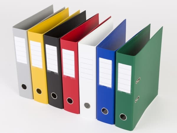 Brevordner Q-Line gul A4 metalskinne 75mm ryg - (10 stk.)