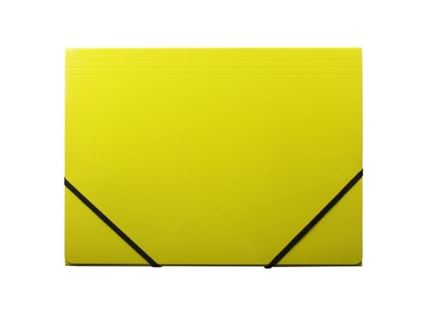 Elastikmappe Q-Line A4 gul m/3 klapper & elastik blank - (10 stk.)