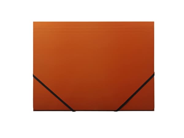 Kartongmapp Q-Line A4 orange med 3 flikar och elastisk blank - (10 st.)