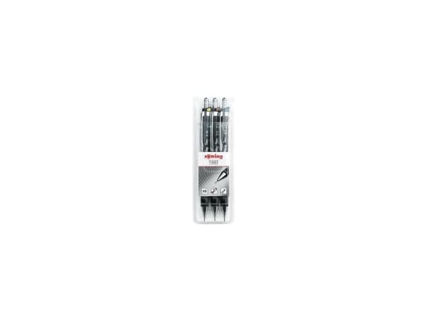 Rotring S0801310, Mekanisk blyertspenna, Svart, Plast, Rund, HB, 3 styck