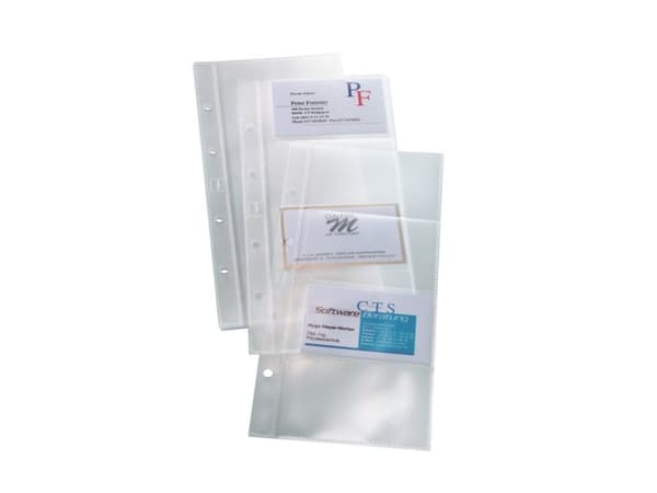 Visitkortlomme Sigel 90x58 mm - til 80 kort - 8 kort pr./side - genemsigtig (pakke med 10 lommer)