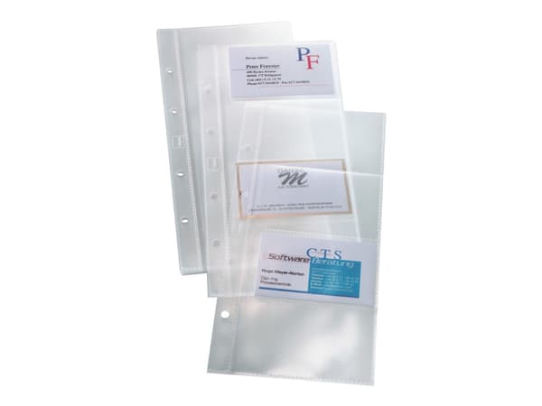 Visitkortlomme Sigel 90x58 mm - til 80 kort - 8 kort pr./side - genemsigtig (pakke med 10 lommer)