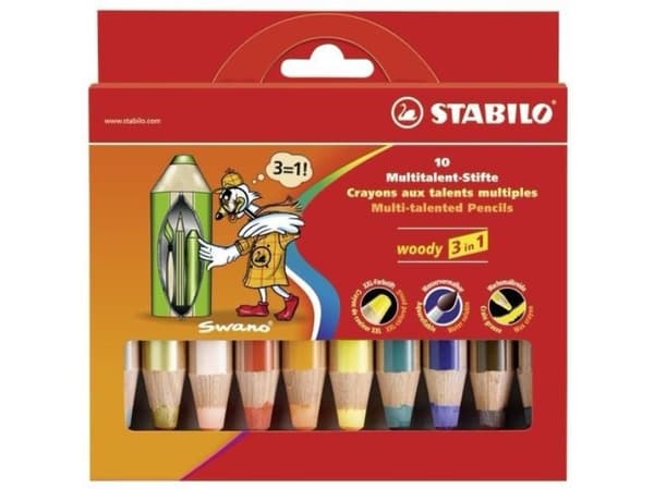 STABILO woody 3 in 1, Multifärg, 10 styck
