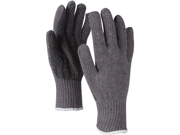 OX-ON strikhandske str. 10 - Knitted Comfort 13300, mørkegrå med dotter