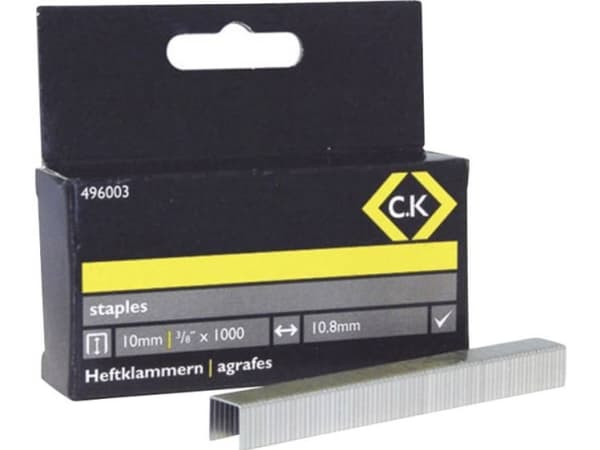 C.K 496003 Hæfteklammer Type 140 1000 stk Dimensioner (L x B) 10 mm x 10.5 mm