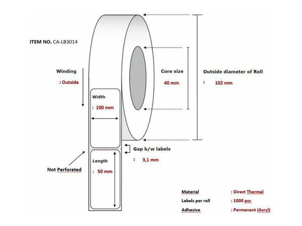 Capture - Permanet adhesiv - ubelagt - hvit - 100 x 50 mm 12000 etikett(er) (12 rull(er) x 1000) boks - merkelapper