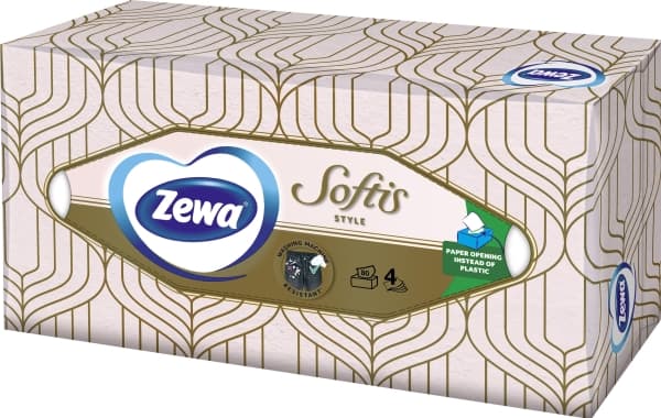 Zewa Engangslommetørklær ZEWA Softis, 4-lags, 80 stk, i eske