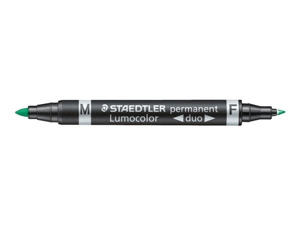 STAEDTLER Lumocolor duo - Twin-tip-markør - permanent - grønn - 1.5 mm / 0.6 mm - medium / fin