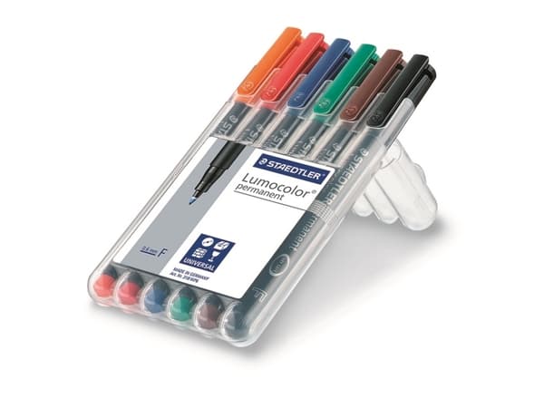 Staedtler 318 WP6, Musta, Sininen, Ruskea, Vihreä, Oranssi, Punainen, Musta, Läpinäkyvä, Polypropeeni (PP), 0,6 mm, 6 kpl