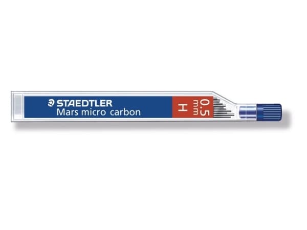 STAEDTLER Mars micro carbon - Bly for blyant - H - kullsvart - 0.5 mm (en pakke 12) - for graphite 760, 762, 779